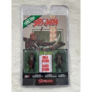 Spawn Ninja and Raven Action Figures with Comic Book and Stand Page Punchers NEW